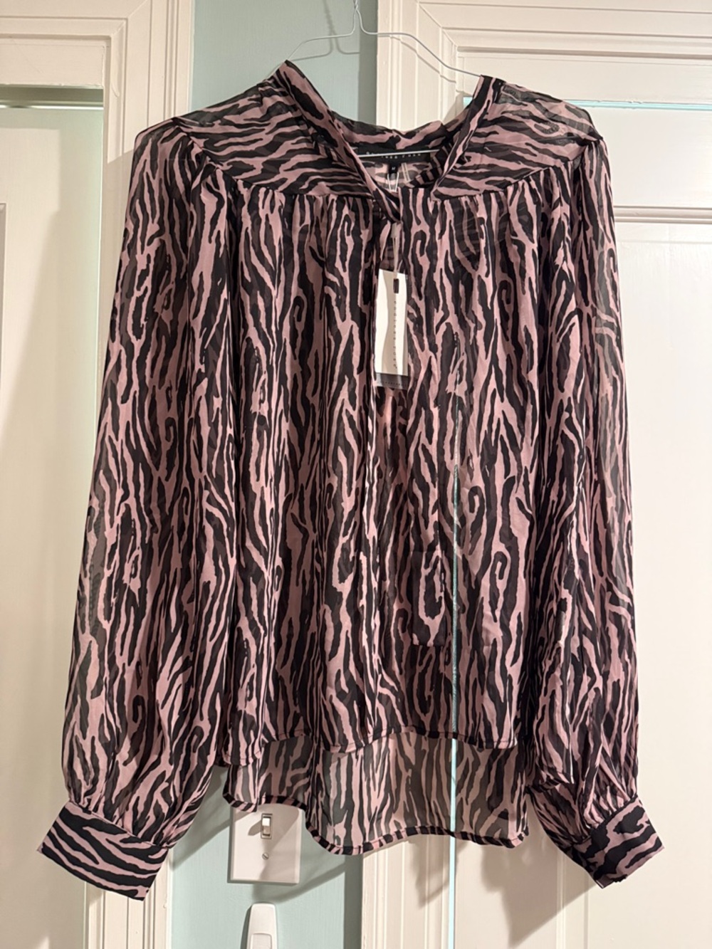 Women's Violet and Black Printed Blouse